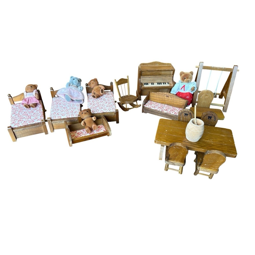 Applause Vintage "Teddy Bear Story" Furniture and Bears 20 Piece Set 1980s‎